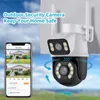 Appareil photo en plein air Dual Lens Screen Night Vision 1080p Surveillance PTZ CCTV Security ICSEE App