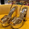 2024 Rhinestone Sandals Womens Dress Shoes High Heeled Women Sandal Luxury Designers Platform Heel Classic Triangle Buckle Embellished Ankle Strap