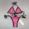 Kadın biquini set dantel up mayi mektubu mektup baskılı bikinis yaz yüzme mayo seksi kaplıca mayo