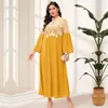 Etnische kleding moslimjurken voor dames Arabische Turkije-avondjurk Elegantie Abaya Mode Bloemen Mesh V-hals Casual Dubai Zomer