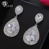 Stud LXOEN Orecchini pendenti con pera di lusso moda con goccia d'acqua Zircone cubico Orecchini color argento Gioielli regalo Pendientes YQ240129