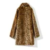 Veste chaude en fourrure pour femme, col rabattu, ample, en peluche, Cardigan en Faux léopard, manteau Long épais, hiver, S-4XL