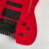 Kopflose Gitarre, rote Farben, 6 Saiten, Steinberger-Form, tragbar, Metall, MusicTravel, Akzeptieren Sie individuelle E-Gitarre jeden Stils