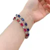 Armbanden 2023 Nieuwe S925 Sterling Silver Luxury Retro Strand Bracelet Ruby Tanzanite Blue Gemstone Women Sieraden Vintage jubileumgeschenk