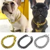 Vestuário para cães 42cm colar de ouro ajustável colar largo corrente abs punk com fivela de lagosta moda para animais de estimação