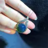 Necklaces 16mm Natural Blue Amber Necklace Pendant For Women Lady Men Gift Crystal Stone Silver Round Beads Reiki Gemstone Jewelry AAAAA