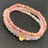 Bangle Set Pink Armband för flickor 4mm Rose Quartzs Morganite Nature Stone Small Bead Women Armband 3st/Set Good Hot Fashion Jewelry