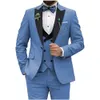 Slim Fit Male Suits 2023 Double Breasted Vest 3 Pieces Business Men Wedding Suit Blazer Vest Pants with Tie Terno Masculino 240125