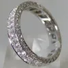 手作りのプロミスダイヤモンドリング100％リアルS925スターリングシルバーエンゲージメントウェディングバンドリング
