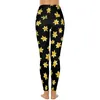 Calças ativas amarelo floral yoga vintage flores impressão leggings de treino push up elástico esportes collants respirável gráfico legging