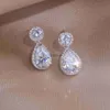Stud Classic Sliver Color Water Drop Shaped Cubic Zirconia Crystal Earrings for Women Romantic Wedding Jewelry for Brides Bridesmaid YQ240129