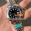 Clean V2 GMT II 126710 DD3285 Automatyczna męska zegarek CF Pepsi Red Blue Bezel Black Dial 904L SS Jubileestel Bransoletka Super Edition Trustime001