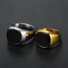 Stainless Steel Rings for Men Vintage Wide Enamel Rings Smooth Gothic Punk Jewelry Women Size 7-13