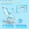 Other Furniture Kawaii Light Blue Gaming Chair with Bunny Ears Ergonomic Cute Gamer Chair with Footrest and Massage Racing Reclining Q240129