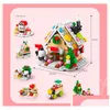 Modelo Kits de Construção Papai Noel Filme de Natal Mini Bloco Blocos Trem Conjunto Kit DIY Brinquedo Lepin Tijolo para Kid Drop Delivery Brinquedos Dh2Jt