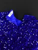 Casual Dresses Blue Sequined Women Fringe Christmas Party Dress Long Feather Sleeve Glitter Velvet Slim Tassel Hem Evening Cocktail Event