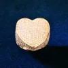 Rings Cuc Heart Love Shape Ring for Men Women Bling Zircon Copper Charm Gold Color Rings Fashion Hiphop Jewelry Gift