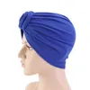 Roupas étnicas Mulheres Turbante Algodão Top Nó Flor Decoração Headwrap Senhoras Muçulmanas Capa de Cabelo Gorro Cabeça Desgaste Cor Sólida Índia Chapéu Lenço