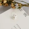 Ringar Ashiqi Natural Freshwater Pearl 925 Sterling Silver Ring Fashion Natural Shell Flowers Handgjorda smycken för kvinnor
