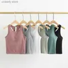 Kvinnors t-shirt Lulu Women Racerback Yoga Tank Tops Fitness Sevess Cami Sports Shirts Slim Ribed Running Gym Vest Byggt i BRA TOP BLOUSESH24129