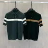 Summer Patchwork Polo Shirt Korean Trend Contrast Button Stripes Light Luxury Slim Casual Fashion Cortile Short Sleeve Tshirt 240122