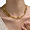 Stainless Steel Cuban Chain Unisex Necklace 12/15mm Wide 24K Color Jewelry