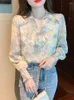 Kvinnor BLOUSES Fashion Youth Woman 2024 Autumn Beautiful Floral Chiffon Shirt Elegant Blusas Para Mujer Vintage Top