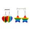Brincos 221010332M, 12 Paar LGBT-Regenbogen-Ohrringe, Gay-Pride-Charm-Herz-Ohrringe für Damen, Modeschmuck