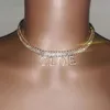 Grandbling Zirkonia Tennisketting Naamketting Letters Hanger met verstelbare Chocker ketting voor mannen of vrouwen Verjaardagscadeau 240125