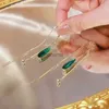 Nowy długi zielony kryształ Korei Korei Południowej Temperament Moda prosta kolczyki z frędzlami biżuteria damska YQ240129
