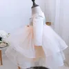 Abiti da ragazza Neonate Natale Nato Battesimo Principessa Costume da festa Champagne Pizzo Manica lunga 1 anno Compleanno Abito da sposa