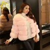 FANPUGUIZHEN abrigos de mujer moda Otoño Invierno abrigo de piel sintética rosa elegante grueso cálido prendas de vestir exteriores chaquetas de piel falsa para mujer 240122