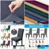 6 unids Silla de comedor Er Jacquard Spandex Sliper Protector Estiramiento para asiento de cocina El Banquete Elástico Drop Entrega Dhrca