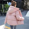 Women's Trench Coats Winter Coat Small Girls Black Pink Hooded Down Cotton Jacket 2024 Korean Fashion Short Loose Student Warmth Clothing