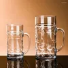 Mugs 500ML/1L Transparent Beer Mug Plastic Unbreakable Drinking Cup Milk Juice Barware For Home Party Bar KTV Drop