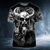 Męskie koszulki Summer Retro T Shirt Men 3D Printed Skull Angel Tees Fashion Ubrania Owwony streetwearu O.