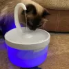 フィーダー2導入猫の水噴水LEDブルーライトUSB搭載自動ウォーターディスペンサー猫の猫のフィルター猫を飲む噴水