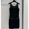 Basic & Casual Dresses designer French Knitted Vest Dress Elegant and Sexy Girl Slim Fit Sleeveless New Autumn 98PA