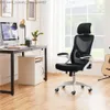 その他の家具スミレマートハイバック人間工学に基づいたメッシュオフィスチェア調整可能なパッド付きヘッドレストホワイト/ブラックQ240129