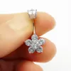 Jewelry 925 sterling silver belly button ring flower CZ Navel piercing Barbell Piercing jewelry For Women