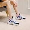 Dad's Shoes Instagram Super Hot 2024 New Colored Arched Thick Sole Mesh Casual Sports Women's Trend High Quality Shoes