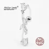 المجوهرات Hellolook 925 Sterling Silver Betton Buttton Ring Zircon Tree Leaf Dearcing Jewelry for Women Sexy Belly Percing Ring