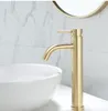 Badezimmer-Waschtischarmaturen, Waschbecken-Wasserhahn, Luxus-Bürste, Gold, Einzelgriff und kaltes 304-Edelstahl-Material