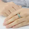 SANTUZZA Sieraden Set Voor Vrouwen Authentiek 100% 925 Sterling Zilver Glinsterende Wens Groene CZ Oorbellen Ring Set Mode-sieraden