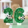 Bougies pour gâteau de Football, 2 pièces, bougies d'anniversaire, décoration de Cupcake, fournitures de décoration de gâteau, Football