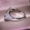 Ringe 100% real 14k Weißgoldringschmuck Natural AAA Diamond Gemstone Unregelmäßige 14 K Eherungsbänder Bizuteria Ring Box für Unisex