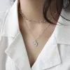 Collana ANDYWEN 925 monete in argento sterling Collana con pendente a cerchio Collana lunga a catena Gioielleria raffinata di moda 2020 Regalo di lusso per feste punk rock