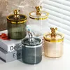 Transparent Glass Makeup Brush Storage Box Gold Cosmetics Container Ring Pencil Lipstick Holder Make Up Brushes Organizer 240125