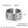 Ringar V.YA 100% REAL 999 Pure Sier Jewelry Lotus Flower Open Ring For Men Man Fashion Free Size Buddhistic Heart Sutra Rings Presents