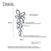 Stud ZAKOL Fashion Leaf Zircon Drop Earrings for Women White Gold Color Marquise Crystal Bridal Earring Wedding Party Jewelry YQ240129